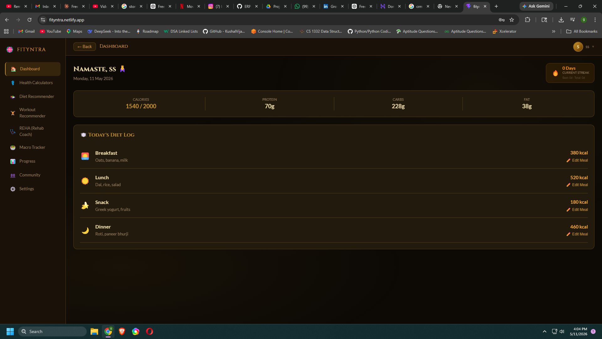 FITYNTRA Dashboard